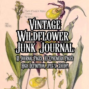 Vintage Wildblumen Großes Junk Journal Druckbare Seiten Botanisches Journal Scrapbooking Collage Ephemera Decoupage Druckbar Sofort download