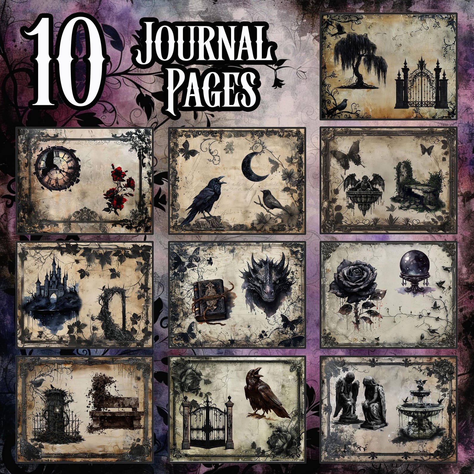 Gothic Grunge Junk Journal Printable Pages Scrapbooking Supplies ...