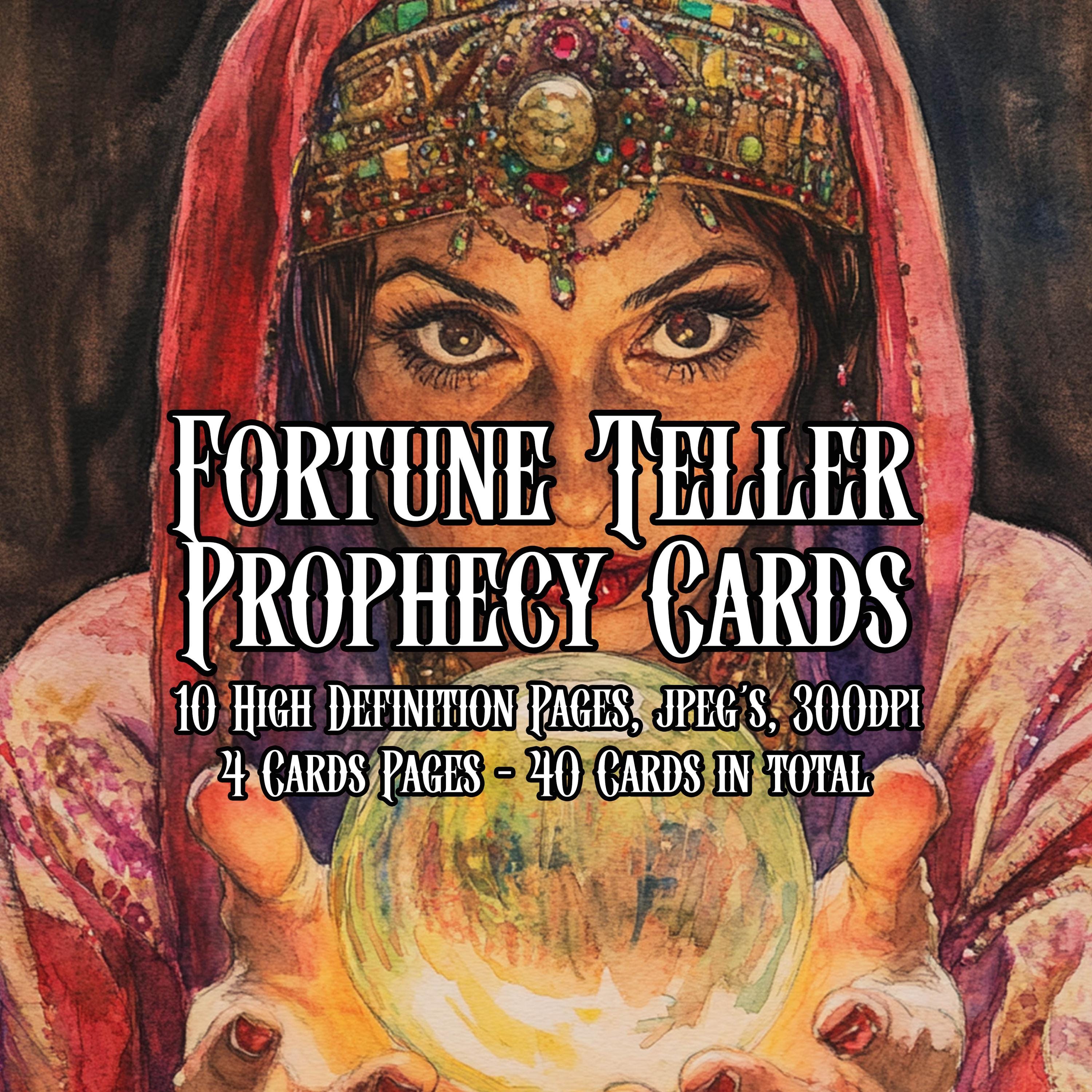 Mystic Fortune Teller Prophecy Cards Kit Collage Sheets Junk Journal Printable 40 Cards Art Ephemera Scrapbooking Journal Instant Download