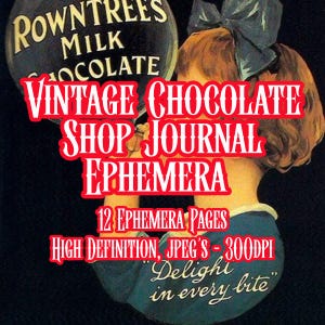Vintage Chocolate Labels and Posters Ephemera Bundle 50+ printable Cards and Fussy Cuts Bundle Scrapbook Collage Decoupage Instant download