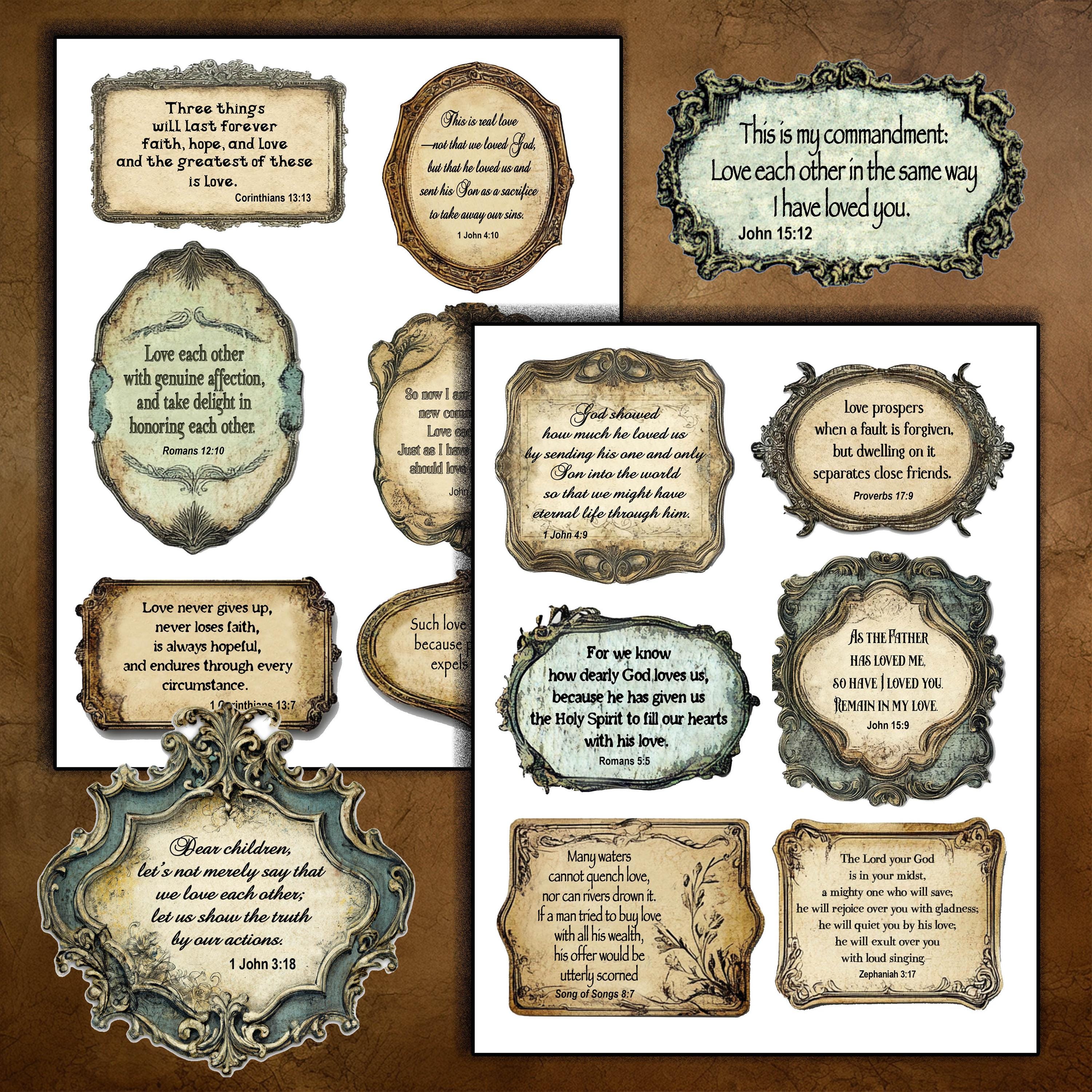 Vintage Bible Scripture Scraps Christian Printable Ephemera Verse ...