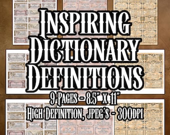 Inspirational Dictionary Definitions Junk Journal Ephemera Decoupage Words Collage Inspiring Junk Journal Word Scrapbooking Instant download