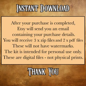 May include: A digital download graphic with the words "INSTANT DOWNLOAD" at the top and "THANK YOU" at the bottom. The text in the middle explains the purchase details, including the number of files and their intended use.