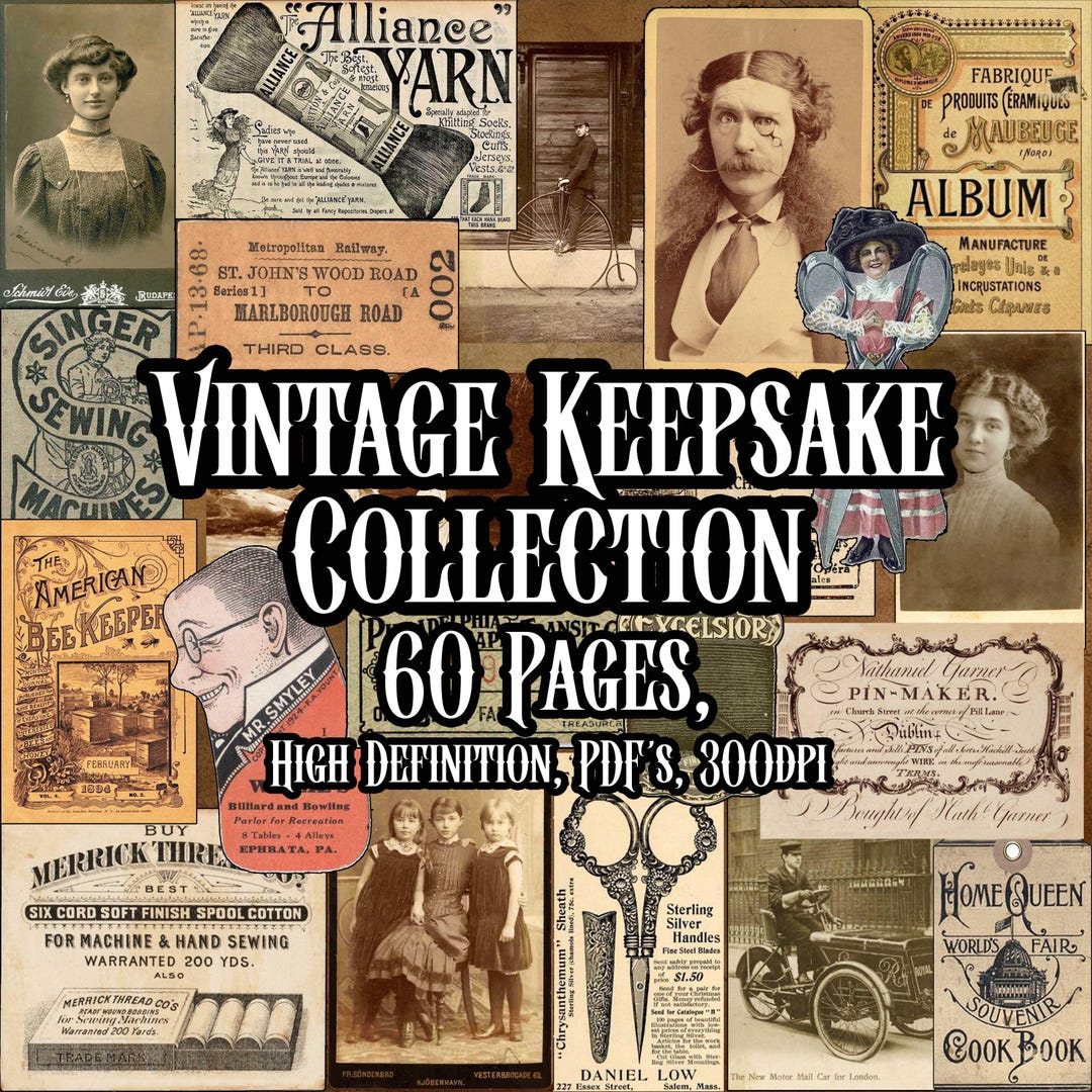 Vintage Keepsake Collection Junk Journal Kit 60 Pages Scrapbooking ...