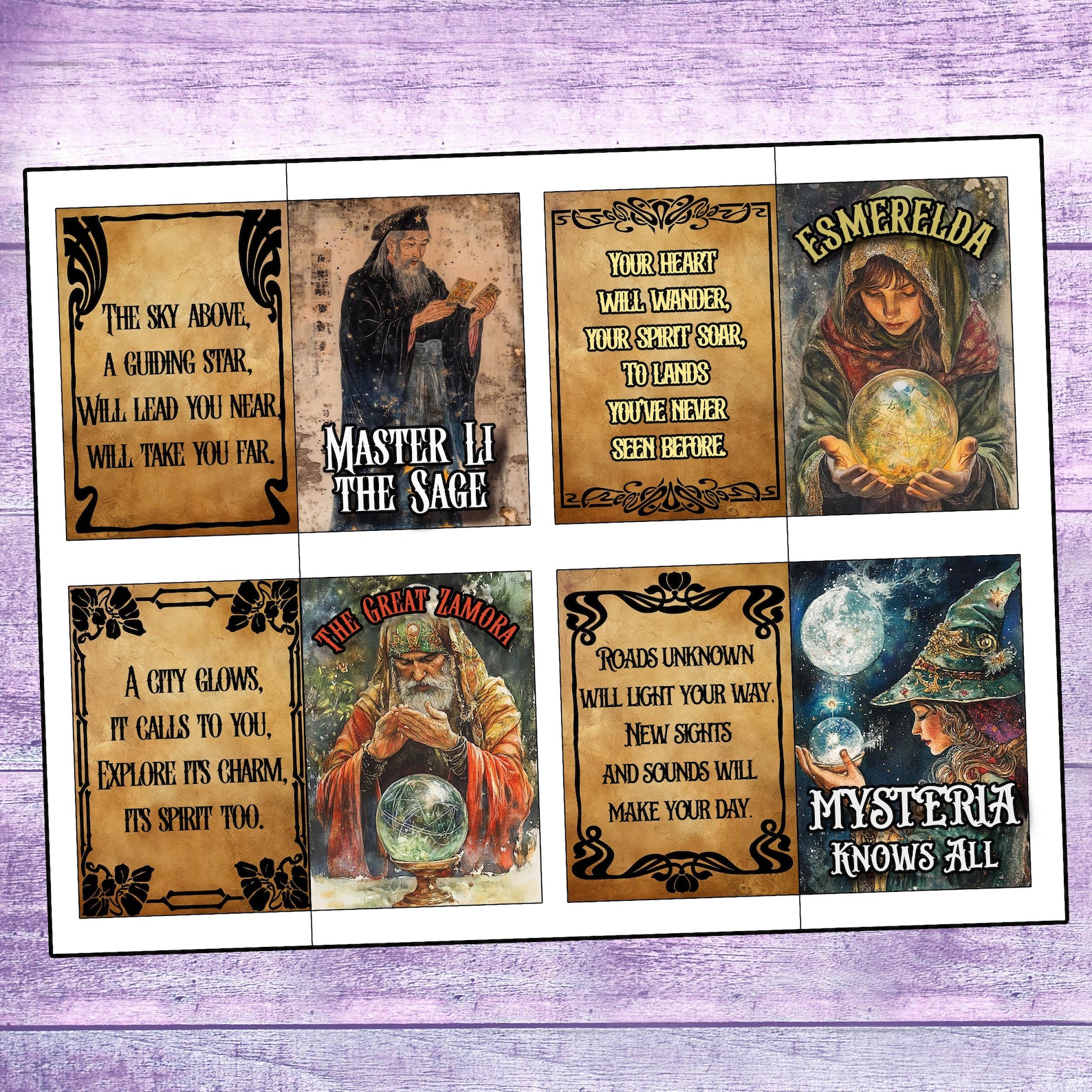 Mystic Fortune Teller Prophecy Cards Kit Collage Sheets Junk Journal ...