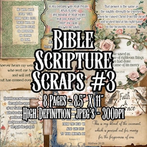 Bible Scripture Scraps #3 Christian Printable Ephemera Verse Prayer Fussy Cuts Faith Sheets Cards Bible Verse Scrapbooking Instant download