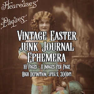 May include: Vintage Easter Junk Journal Ephemera digital download with 10 pages and 8 images per page. High definition JPEGs at 300 DPI.
