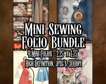 Mini Folio Sewing Bundle Dressmaking Themed Artistic Collage Scrapbooking Decoupage Art Instant download