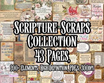 Bibel Schrift Scraps Sammlung Christian Druckbare Ephemera Vers Gebet Fussy Schneidet Glaube Blätter Karten Scrapbooking Art Sofortiger Download