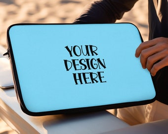 Laptop Sleeve Mockup PSD Smart Object MacBook Bag 12/13/15" Laptop Sleeve Background Computer sleeve template Original computer case Mock up