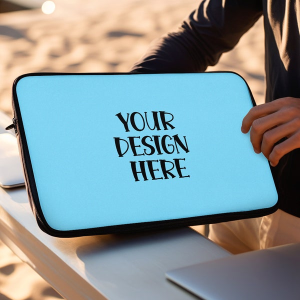 Laptop Sleeve Mockup PSD Smart Object MacBook Bag 12/13/15" Laptop Sleeve Background Computer sleeve template Original computer case Mock up