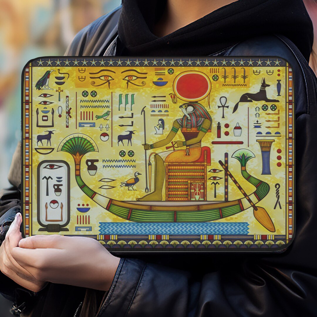 Egyptian Hieroglyph Watercolour Laptop Sleeve Fantasy Colourful Laptop