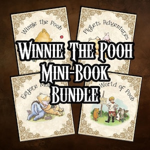 Winnie the Pooh Children's Mini-Book Bundle 4 Complete Mini-Books Favourite Classic Children's Books Collage Scrapbook Art Instant download