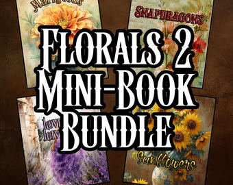Beautiful Floral Mini-Book Bundle 4 Complete Mini-Books Volume 2 Botanical Gardening Nature Art Collage Scrapbooking Art Instant download