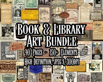 Huge Vintage Authentic Literary Ephemera Bundle 40+ Pages Collage Sheets Junk Journal Printable Art Scrapbooking Journal Instant Download