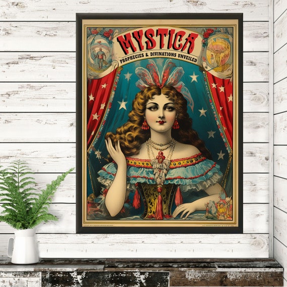 Circus Freak 'mystica' Retro Digital Print Carnival Poster