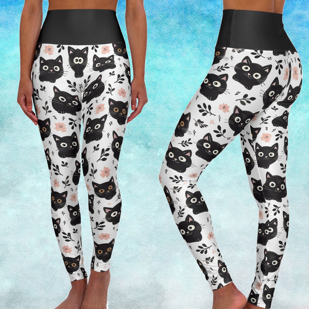 Fun Cat Themed High Waisted Yoga Leggings 1, Yoga Pants Sports/fitness ...