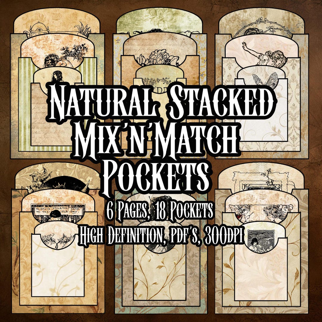 Match Junk Natural Stackable Mix'n'match Pockets Ephemera for Junk Journal ...