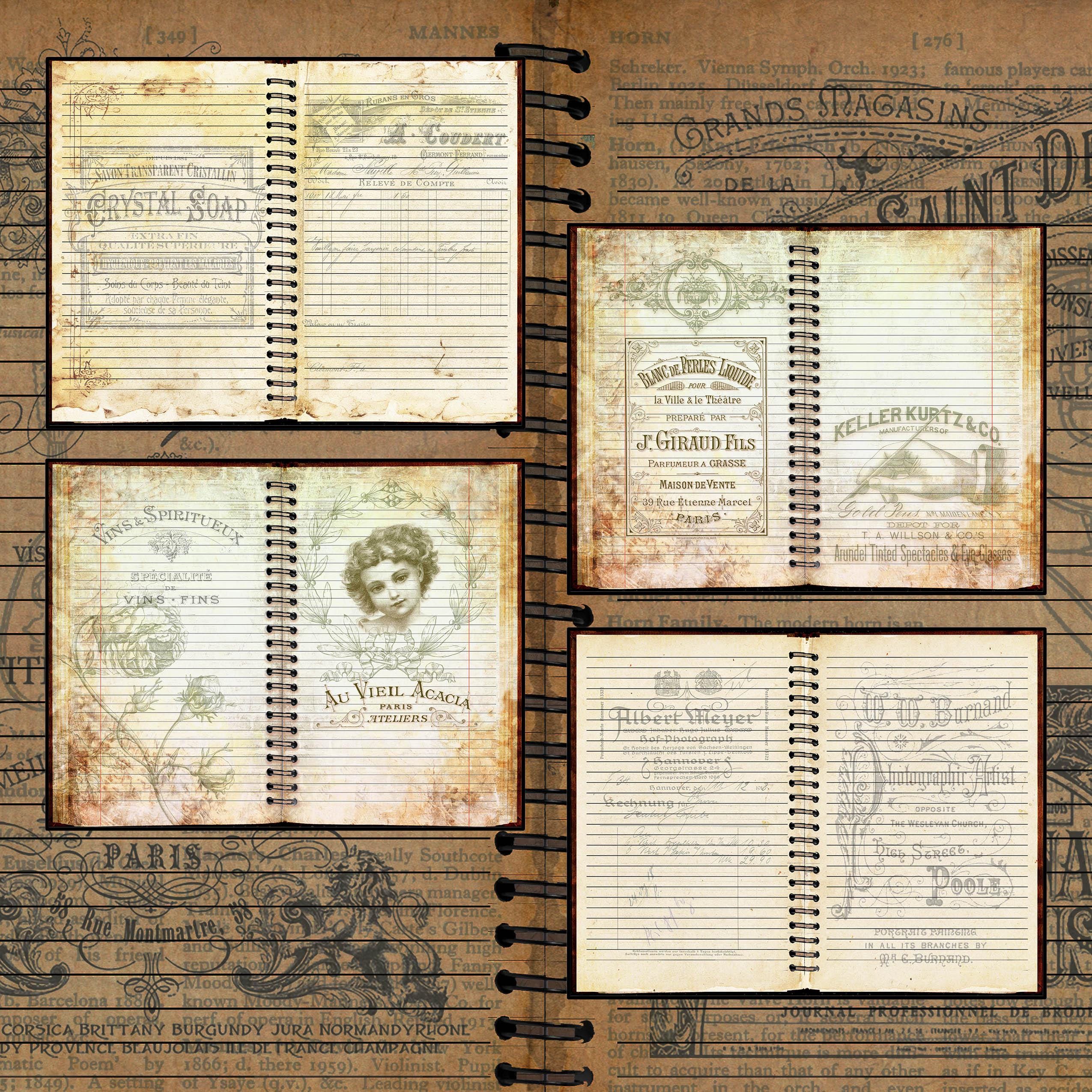 Nostalgic Vintage Blank Lined Junk Journal Ephemera Collage Sheets Junk ...
