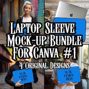 Laptop Sleeve CANVA Mockup Bundle #1 MacBook Bag 12/13/15" Laptop Sleeve Background Computer sleeve template Original computer case Mock up