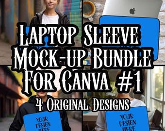 Laptop Sleeve CANVA Mockup Bundle #1 MacBook Bag 12/13/15" Laptop Sleeve Background Computer sleeve template Original computer case Mock up