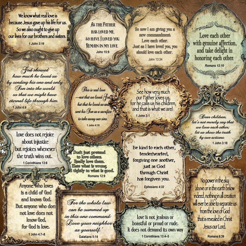 Bible Scripture Scraps Collection Christian Printable Ephemera Verse ...
