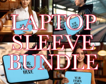 Laptop Sleeve Mockup Bundle #1 PSD Smart Object MacBook Bag 12/13/15" Laptop Sleeve Computer sleeve template Original computer case Mock up