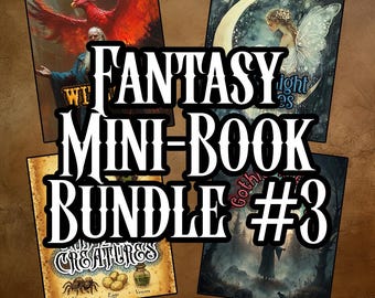 Fantasy Mini-Book Bundle #3 Complete Mini-Books Witches Wizards Fairies Mythical Creatures Art Collage Decoupage Art Instant download