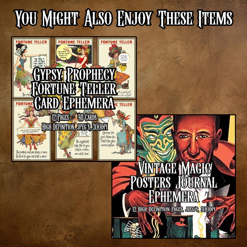 Mystic Fortune Teller Prophecy Cards Kit Collage Sheets Junk Journal ...
