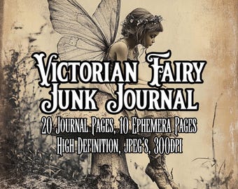 Victorian Fairies Vintage Junk Journal Kit Scrapbooking Collage Vintage Photos Paper Craft Art Junk Journal Ephemera kit Instant download