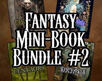 Fantasy Mini-Book Bundle #2 Complete Mini-Books Mermaids Centaurs Goblins Dryads Art Collage Decoupage Scrapbooking Art Instant download