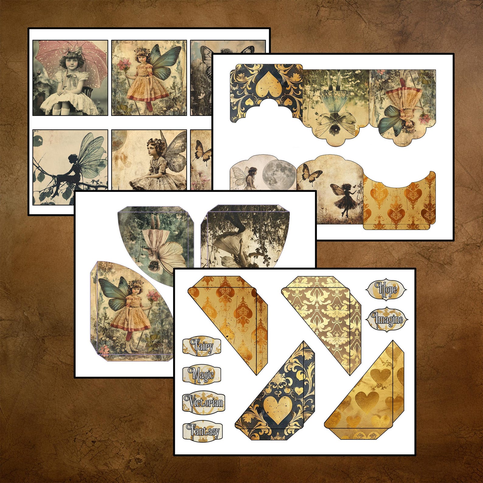 Victorian Fairies Vintage Junk Journal Kit Scrapbooking Collage Vintage ...
