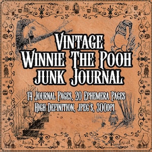 Winnie-The-Pooh Junk Journal Kit Boy Girl Children's Papers Digital Download Labels Tags Pockets Envelopes Cards Bookmarks Instant download