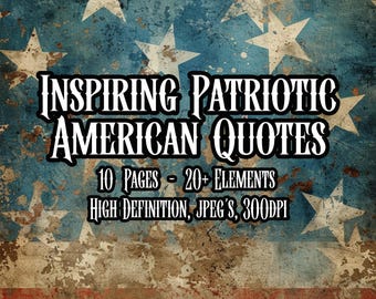 Inspiring Patriotic American Quotes Printable Ephemera Motivational Fussy Empowering Word Sheets Cards Scrapbooking Art Instant download