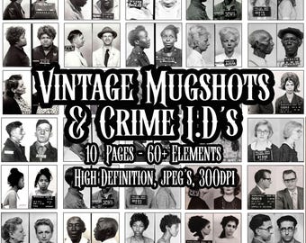 Authentic Vintage Law and Order Police Criminal Identity Cards Ephemera Bundle 50+ printable Scrapbooking Collage Decoupage Instant download