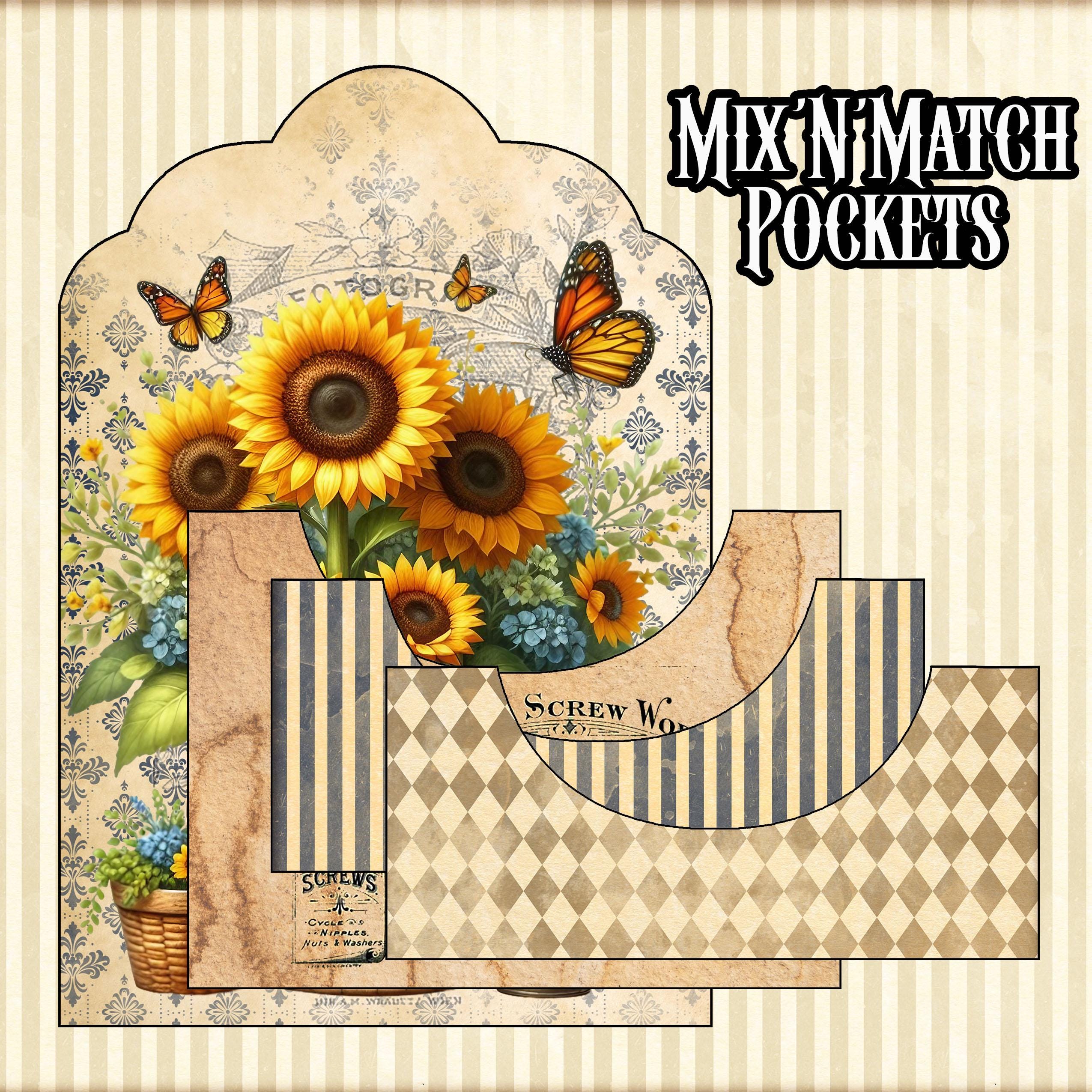 Match Junk Sunflower Quick'n'easy Mix'n'match Junk Journal Pockets Scrapbooking ...