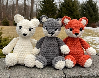 Crochet Wolf Fox Pattern 3-in-1 Downloadable Amigurumi PDF Stuffed Animal Gift Arctic Fox Plushie