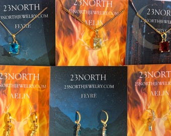 Book Girlfriend FMC Necklace | Gold Fill Crystal ACOTAR Feyre Nesta Bryce Aelin Earring Set TOG Crescent City Accost Jewelry