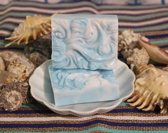 Natural High Quality Artisan Handmade Wavy Ocean Soap, Goat Milk Soap Bar, Handcrafted Body/Hand Soap, Choose Your Scent, Party Favors