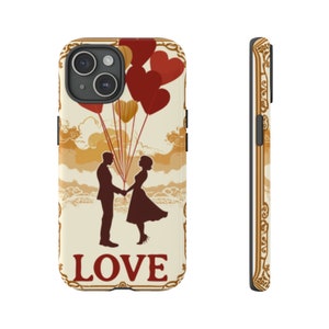 Sunset Vintage Art Deco Love Phone Case - Dreamy Engagement Gift, Love Balloon Design Case for iPhone & Samsung, Romantic Gift for Couples