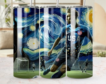 Diseño digital de envoltura de vaso de fútbol estrellado de EE. UU. de 20 oz - Plantillas PNG rectas y cónicas - Gráficos de bricolaje para vasos - Descarga instantánea