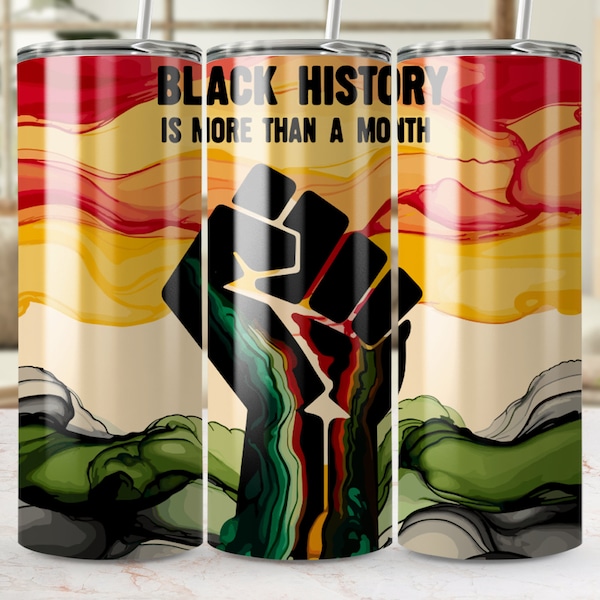 Black History Month Inspired Tumbler, African American Pride Cup, Cultural Heritage Travel Mug, Colorful Black Power Fist Tumbler