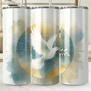 Peace Dove Tumbler, Watercolor Dove Illustration, Spiritual Drinkware, Inspirational Coffee Cup, Unique Gift, Peaceful Art Design