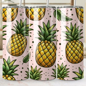 Tropical Pineapple Pattern 20 oz Tumbler Wrap, Pineapple Decor Tumbler, Summer Vibes Drinkware, Cute Pineapple Tumbler