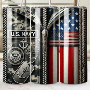 U.S. Navy Camouflage Tumbler, Military Pride Patriotic Tumbler, American Flag Tumbler, Navy Anchor Design, Veteran Gift 20 oz Tumbler Wrap