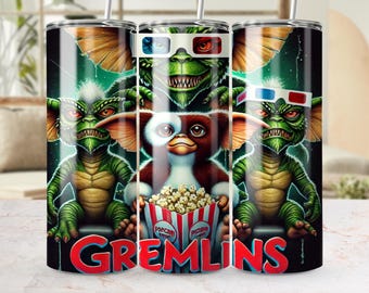 Funny Movie Gizmo Gremlin Style Tumbler Wrap 20 oz Personalized Gifts Watercolor Tumbler Wraps for Him Her Kids Movie Fan Gifts