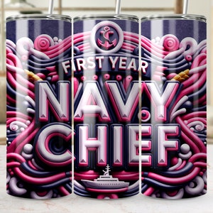 First Year Navy Chief Tumbler, Navy Chief Gift, Military Tumbler, Navy Keepsake, Navy Veteran Gift, Unique Navy Chief Tumbler