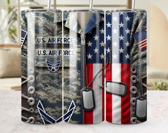 US Air Force Themed Becher, militärisches Wertschätzungsgeschenk, Souvenir der amerikanischen Flagge, 20 oz Tumbler Wrap am veteranen Tag