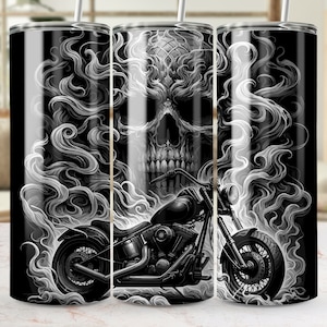 Gothic Skull Motorradbecher, schwarzer Edelstahl-Isolierbecher, Biker-Geschenk, einzigartiges Trinkgeschirr, Fahrer-Essentials, Flüssigkeitszufuhr für unterwegs
