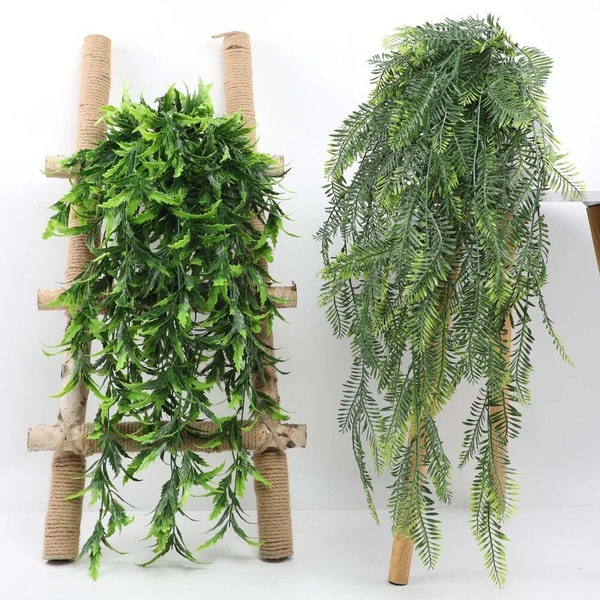 90cm Persian fern Leaves Vines Home Room Decor Hanging Artificial Plant Plastic Leaf Grass Wedding Party Wall Balcony Decoration